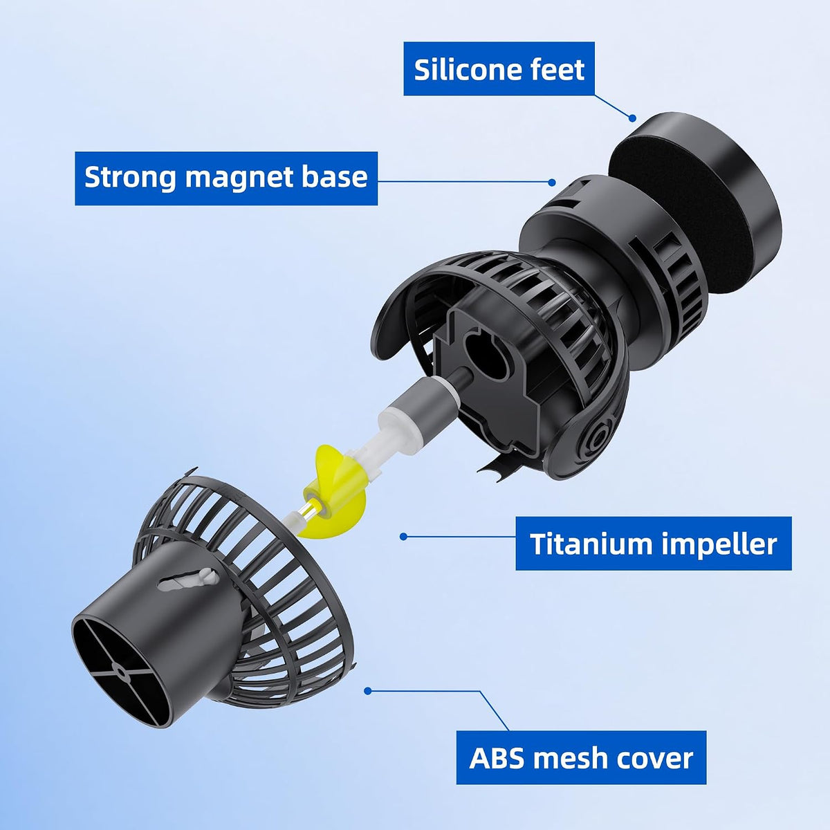 1050 GPH Aquarium Circulation Pump Wave Maker Power Head with magnetic mount Suction Blue