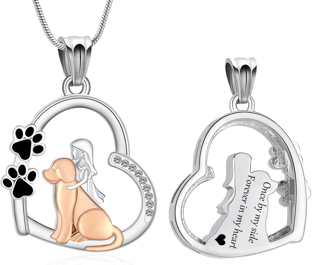 Dogs Cremation Jewelry Urn Necklaces With Mini Dog Paw for Ashes Memorial Keepsake Pendant for Women Man Gifts With Funnel Kit & Bag