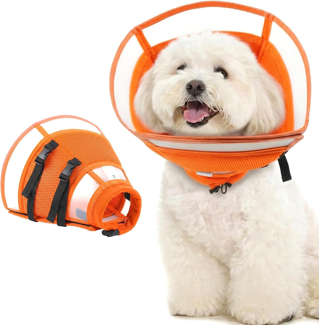 Soft Dog Cone Collar to Stop Licking - Adjustable for Small Dogs | Prevents Licking Wounds After Surgery & Skin Disease,Lightweight,Comfortable Elizabethan Recovery Cone (Orang,S)