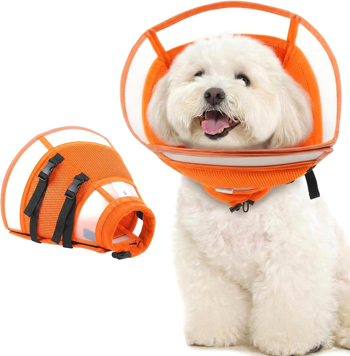 Soft Dog Cone Collar to Stop Licking - Adjustable for Small Dogs | Prevents Licking Wounds After Surgery & Skin Disease,Lightweight,Comfortable Elizabethan Recovery Cone (Orang,S)