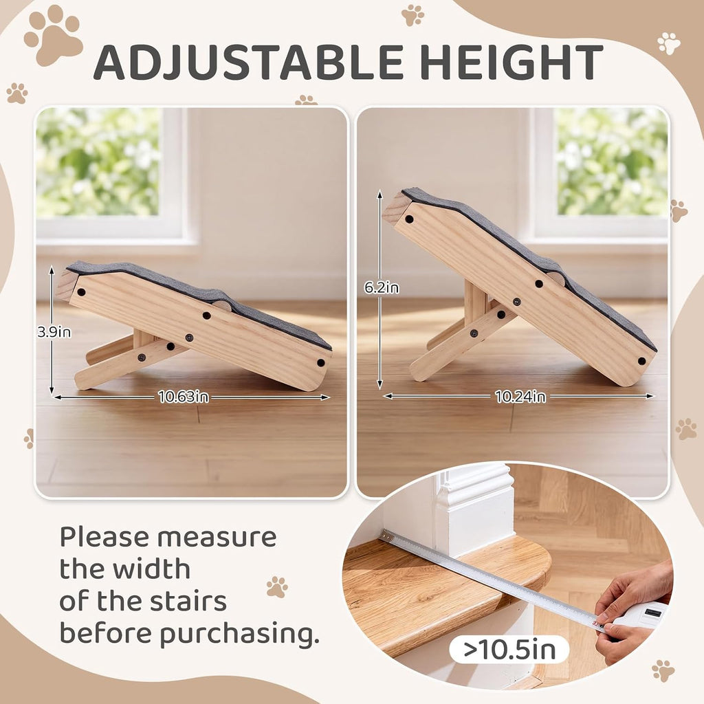 Novabright 2 Pack Adjustable Dog Ramp for Stairs Wood Pet Stair Steps