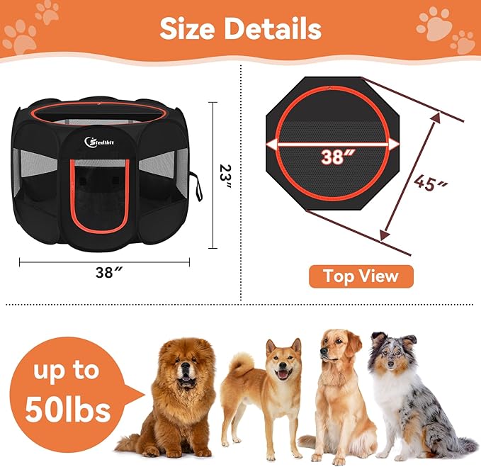 Dog Playpen, Large Puppy Pet Playpen, Dog Crate Tent Cage Indoor/Outdoor - Image 7