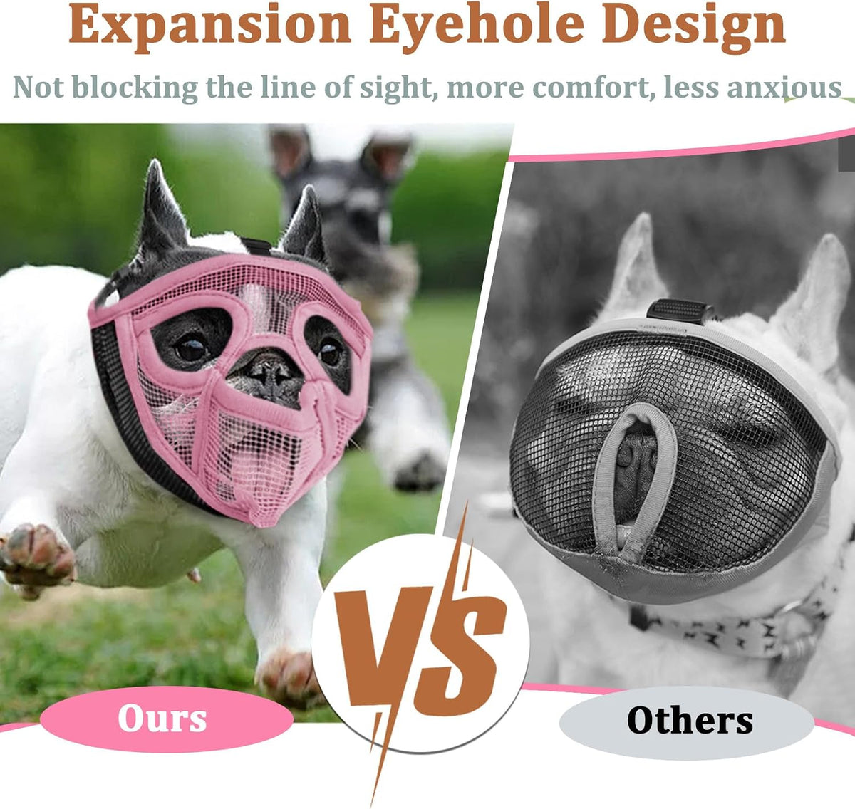 Mayerzon Mesh Short Snout Dog Muzzle with Anti-Eating Design for Frenchie