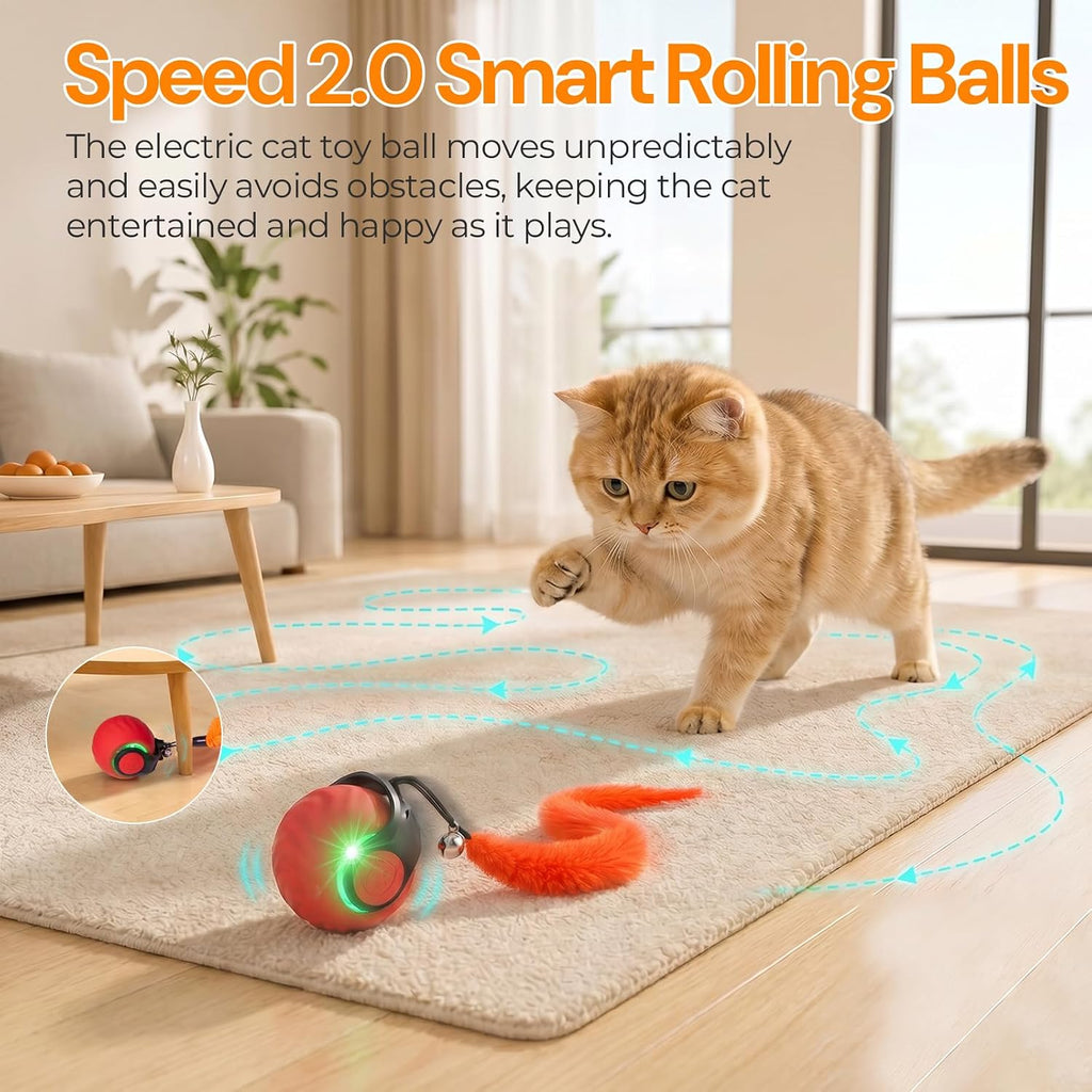 Interactive Cat Toys with Bird Sounds & 3 Speed Modes for Indoor Cats Play