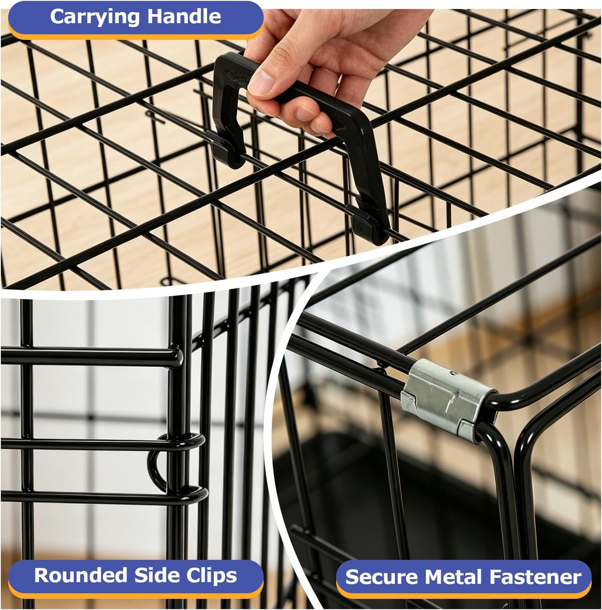 FDW | 48" Foldable Metal Dog Crate | Dark Black | Cage for XL Dogs