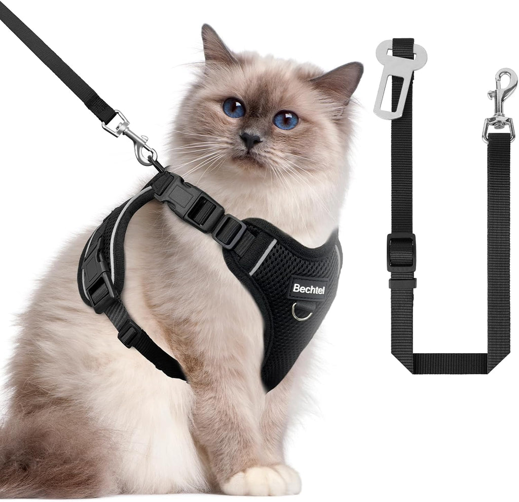 Cat Harness and Leash for Walking, The Upgrade Can be Adjusted in Four Directions and Breathable Cat Harness for Anti Escape that can be Fitted and Positioned, Reflective Strips Harness, Green,M