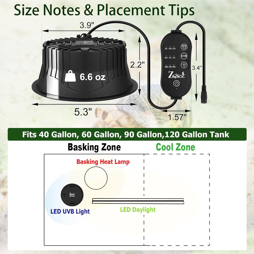 UVB Light for Reptiles Separate UVB & Daylight 10W HO UVB LED Lamp