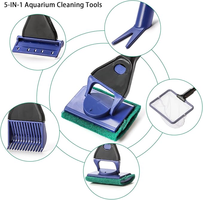 TOPZEA Aquarium Cleaning Tool Kit, 5 in 1 Fish Tank Cleaner Tools Set Including - Image 5
