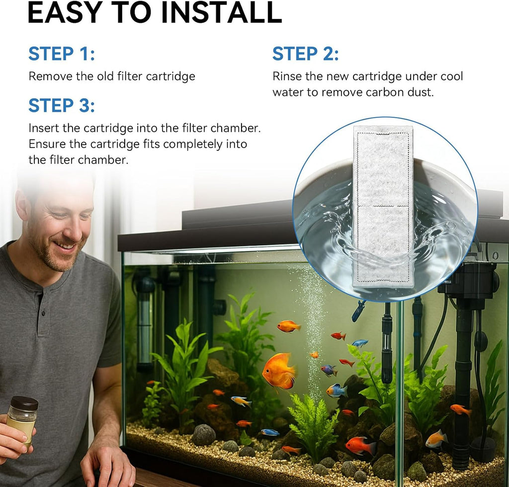 Replacement Carbon D Filter Cartridges for Imagitarium Aquariums Fish Tank Filter, Coconut Carbon Cartridge Filter Compatible with Imagitarium Aquariums and Filters, Simple to Install, 4 Pack