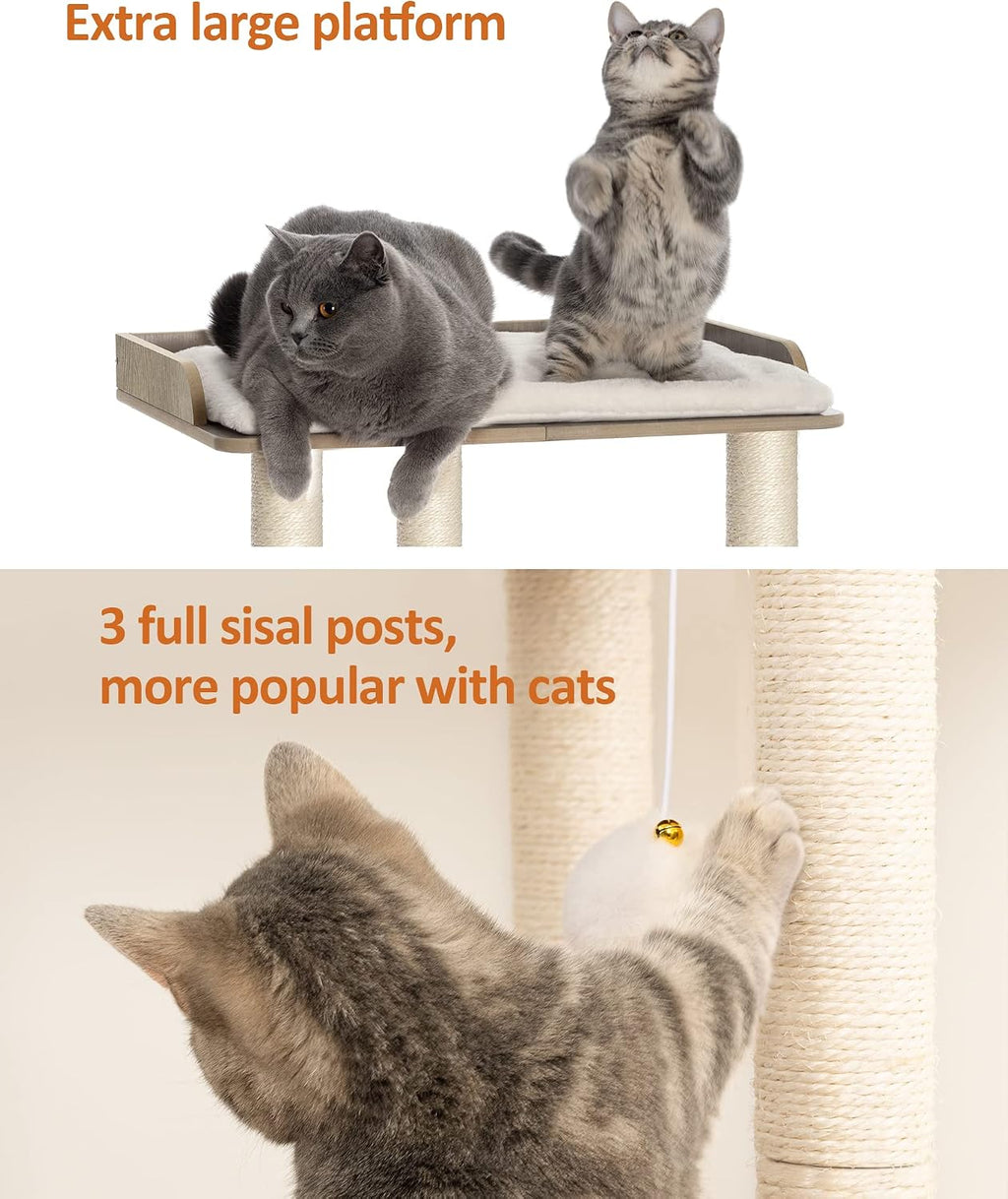 FourFurPets Modern Cat Tree for Large Cats, Full Sisal Cat Scratching Post