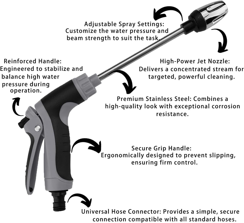 High Pressure Washer Wand, 360° Rotating Nozzle with Long Wand