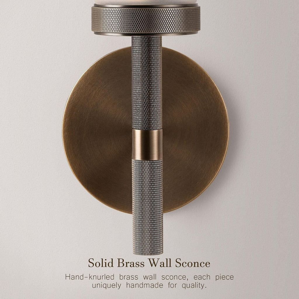20" Knurled Aged Brass Bathroom Wall Sconces,Hardwired Vanity Lights