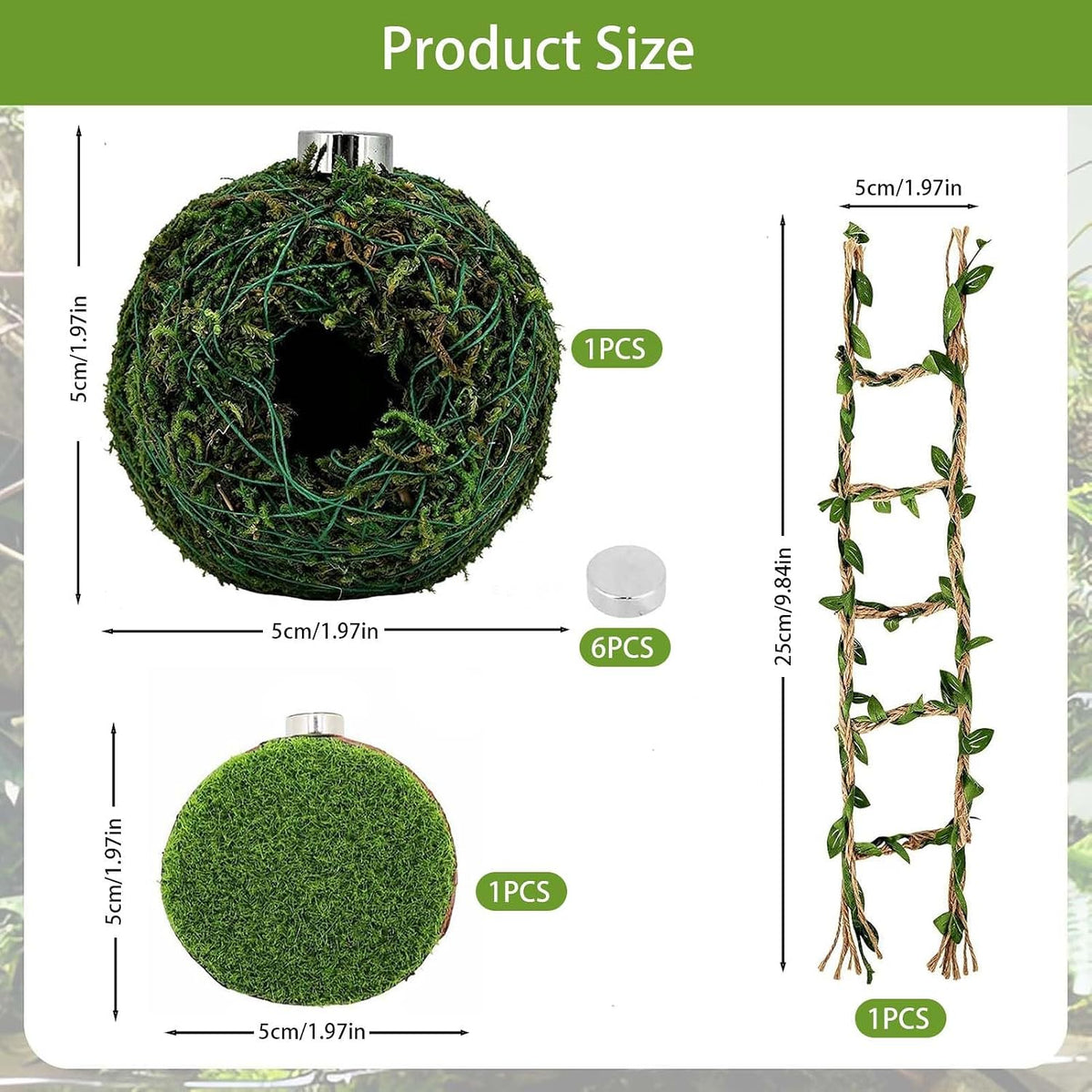 Jumping Spider Accessories, Magnetic Moss Hideout with Resting Platform