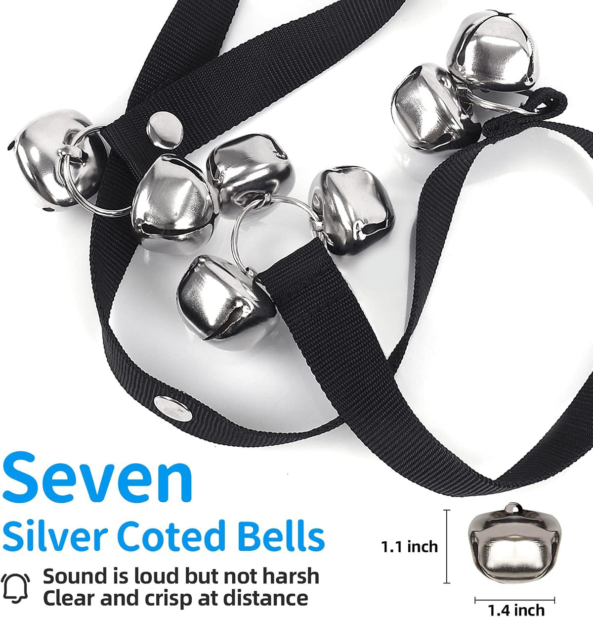 Dog Doorbells Pet Bell for Door Potty Training, Adjustable Door Bells for Dogs Puppies Poochie Doggie to Ring to Go Outside, Hanging Bells for Doorknob/Handle (1-Pack)