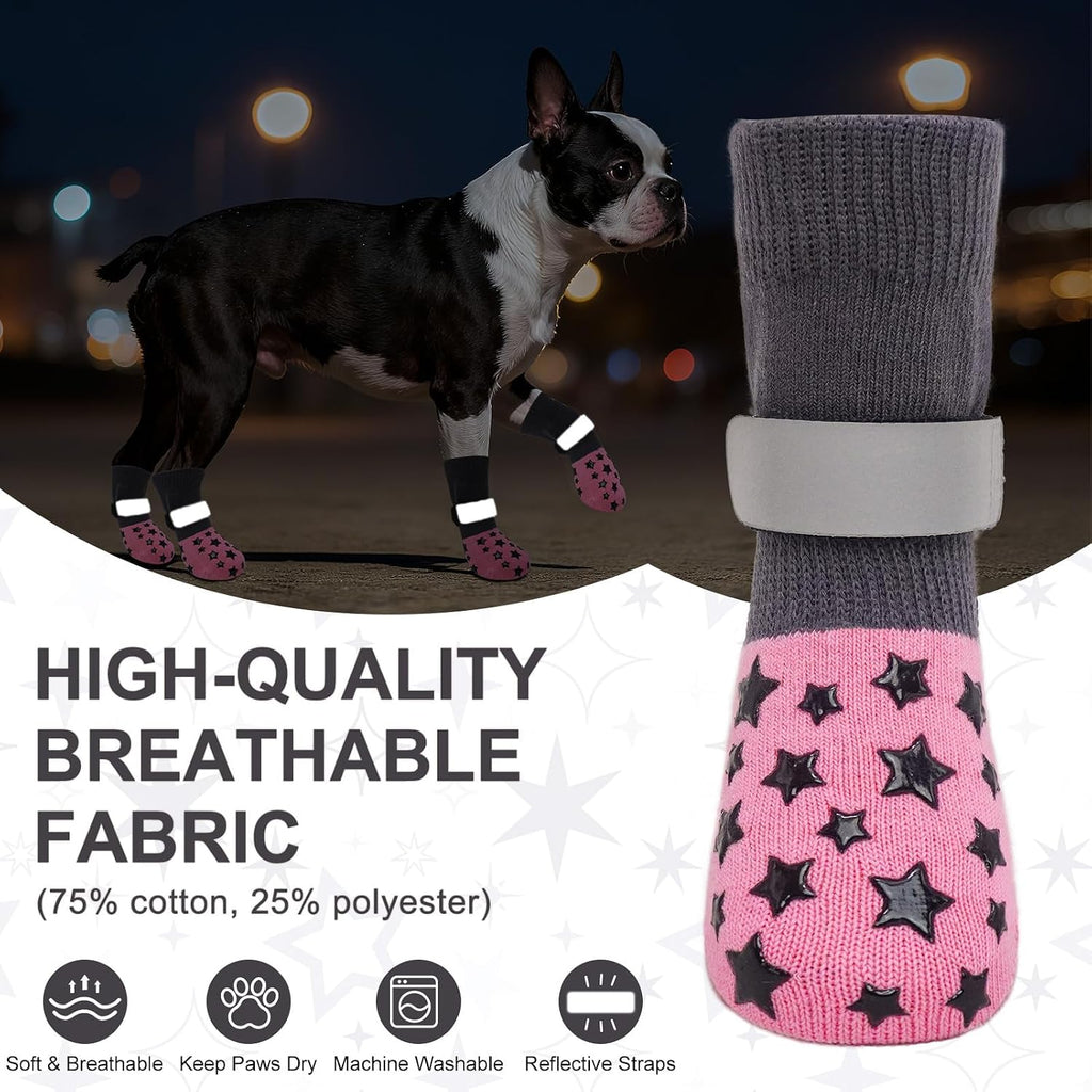 BEAUTYZOO Dog Socks to Prevent Licking Paws Double Sided Grip Traction,4Pcs