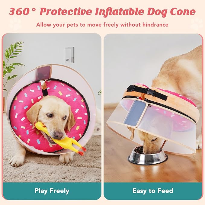 Inflatable Dog Cone with Anti-Licking Clear Shield, Protective Dog Donut Collar - Image 5