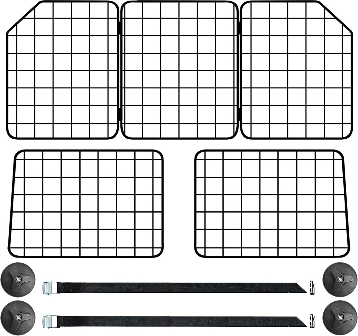 Dog Car Barrier for SUVs, Van, Vehicles, Adjustable Large Pet Barriers, Universal Fit Heavy-Duty Wire Mesh Dog Guard, Pet Divider Gate for Truck Cargo Area, Safety Car Divider, 61.9 Inches