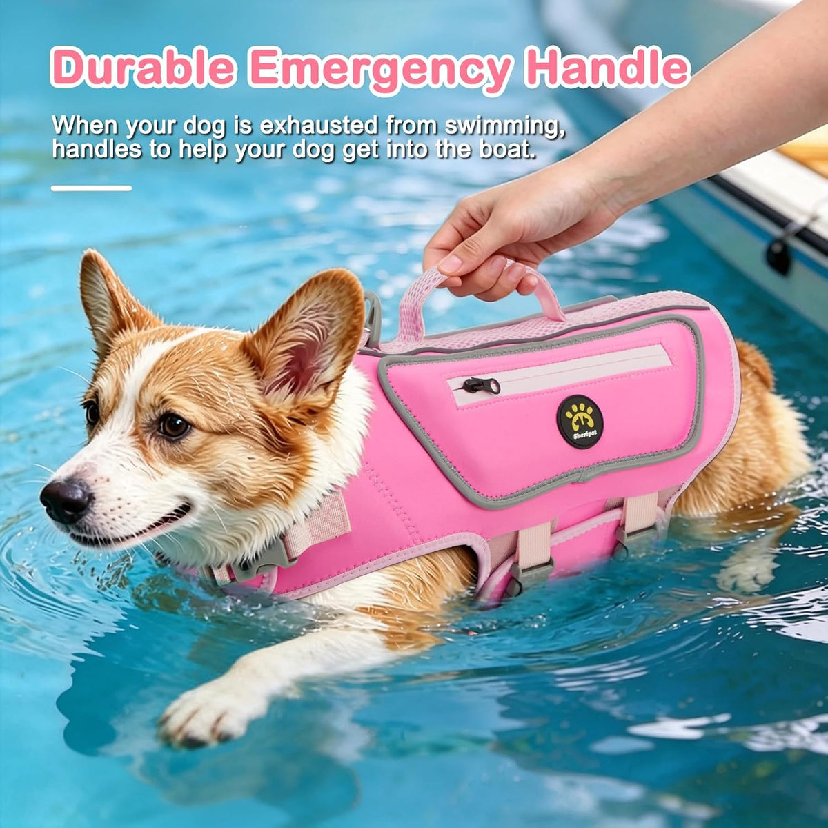 Dog Life Jacket, Bright Colors Pet Swimming Vest for Boating M