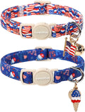 Lionet Paws 2pcs Pack 4th of July Cat Collar, Summer Cat Collars by lionetpaws