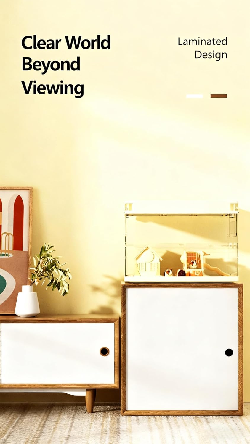 Hamster Cage Starter Kit, Chew Proof Acrylic 17.8", Desktop Habitat