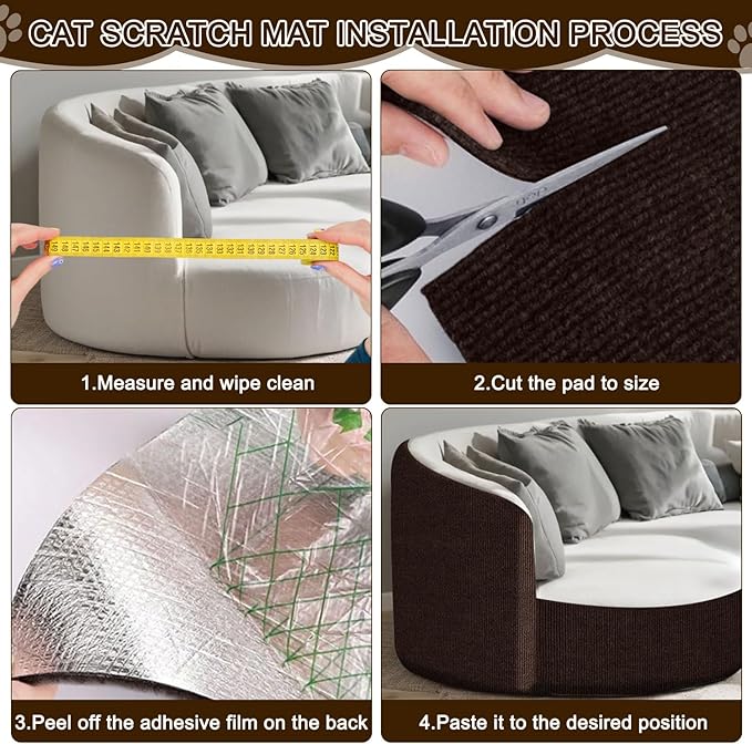 Cat Scratch Mat, 118.5"x15.9" Trimmable Self-Adhesive Cats Scratch Carpet - Image 7