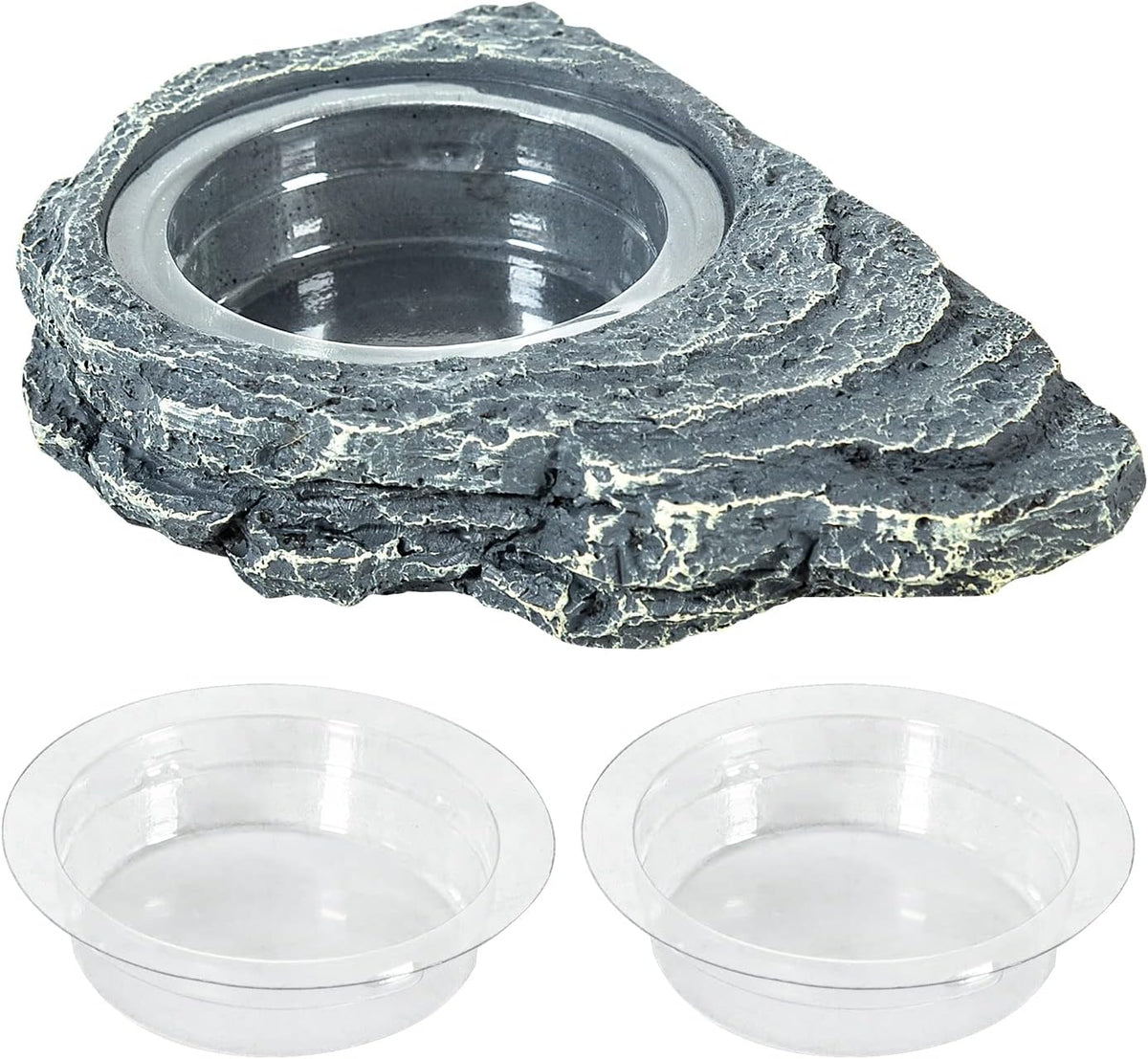 REPTIZOO Reptile Magnetic Feeder Ledge, Double Bowl Reptile Food Dish with 6PCS Feeding Cups Food Water Feeder for Crested Gecko Lizard Chameleon Pets