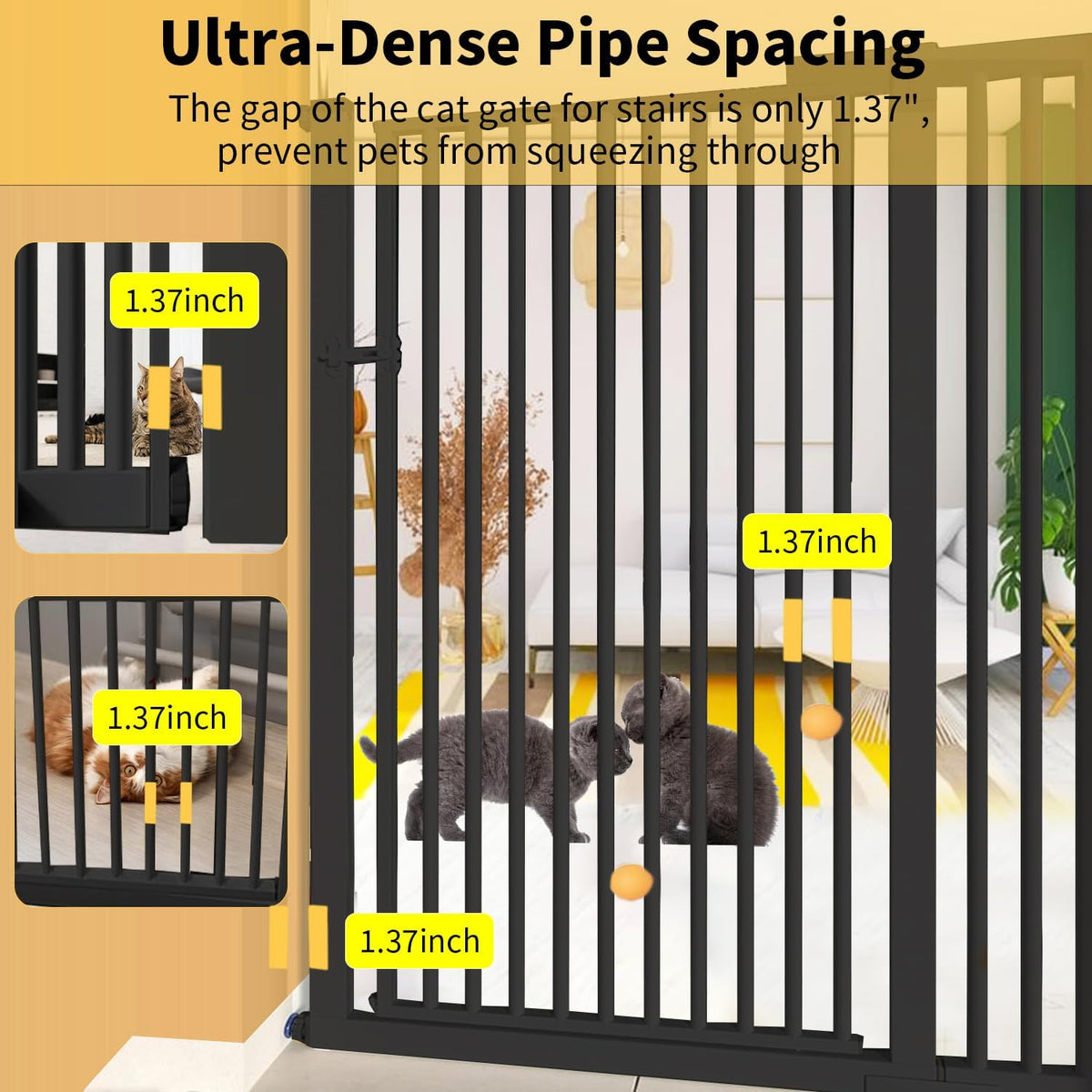 55.1" Extra Tall Pet Gate, 29.92"- 43" Black Adjustable Dog Gate