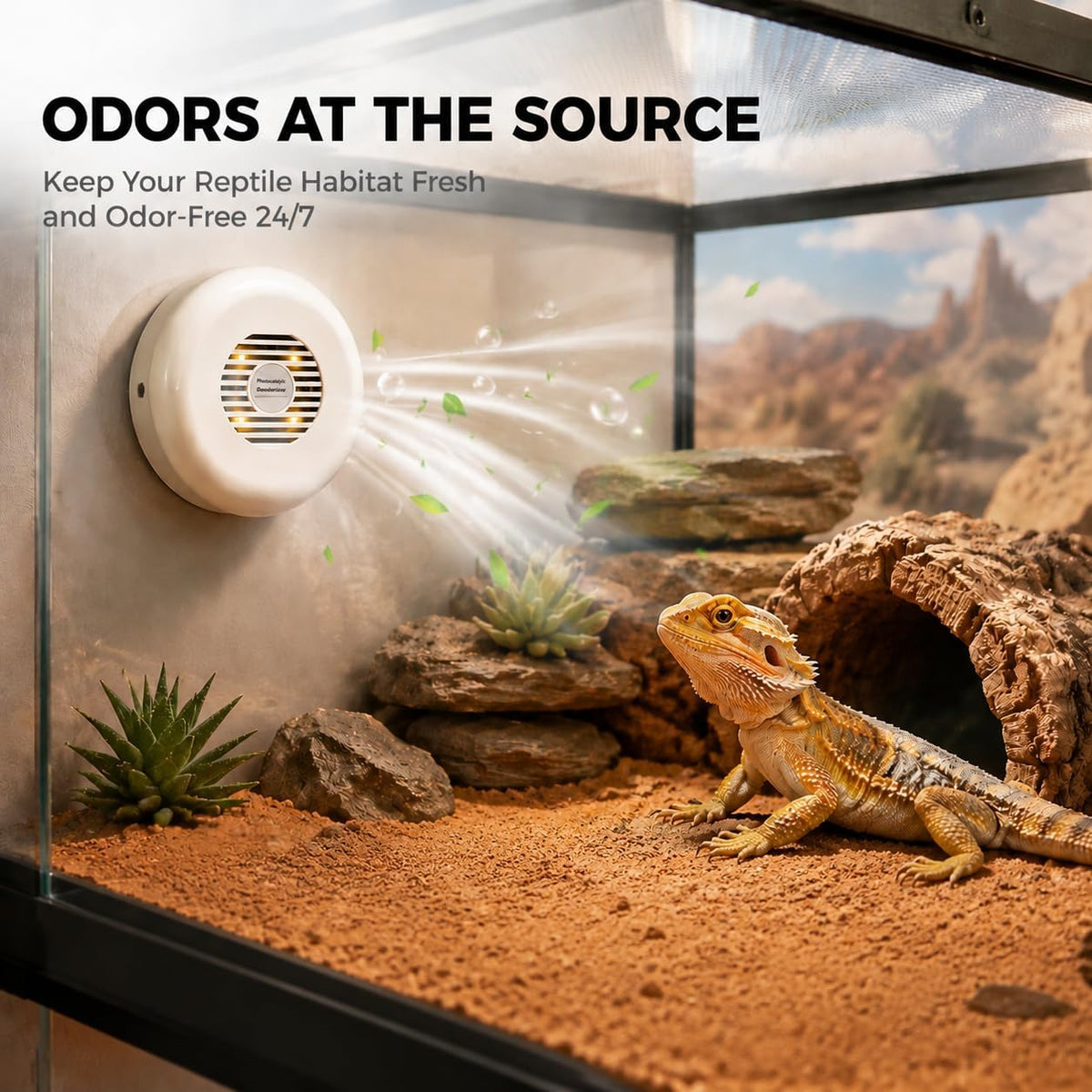 Reptile Enclosure Odor Eliminator, PCO Deodorizer for Terrariums
