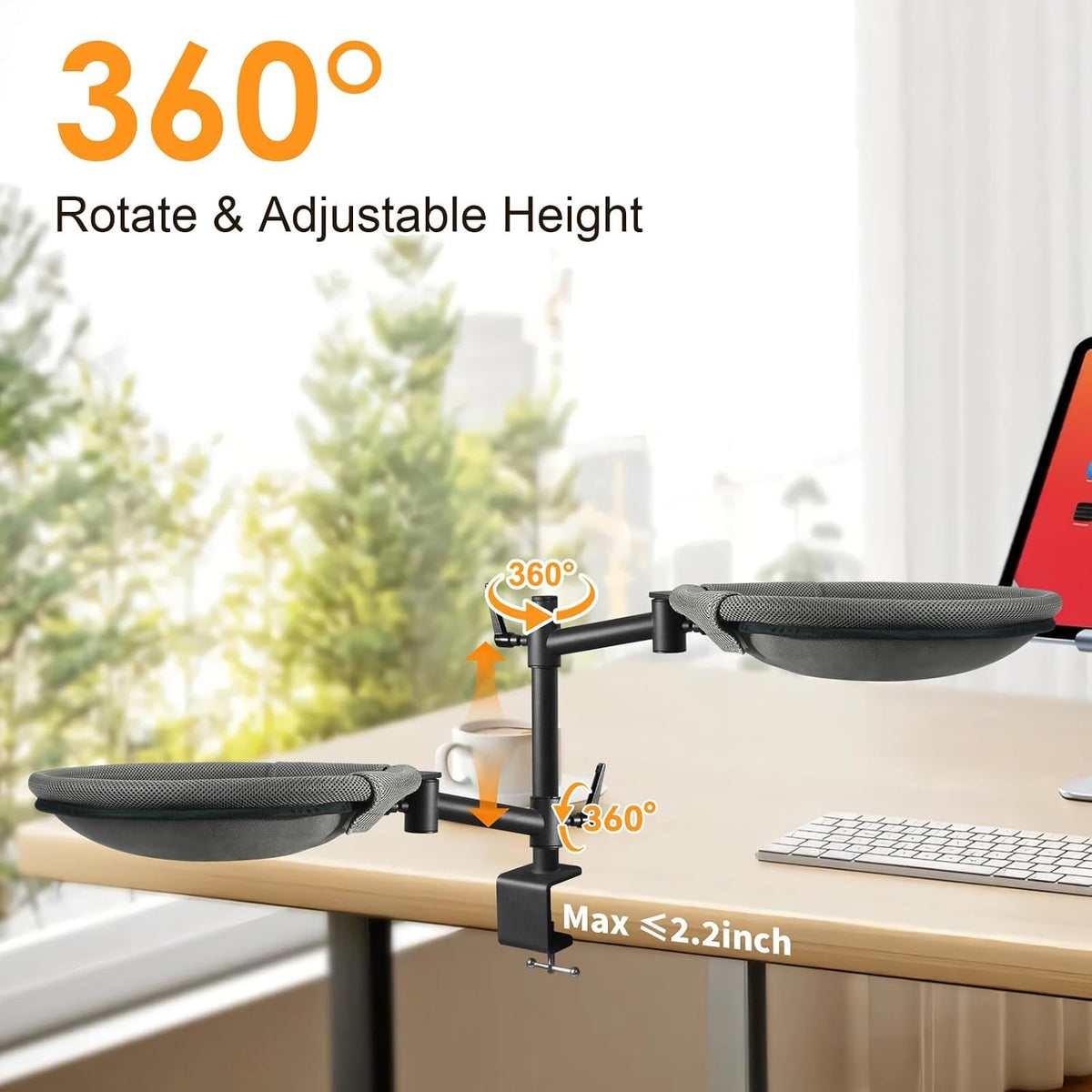 Cat Desk Bed, with 360° Roataion & Height Adjustable, Clamp-On Metal, 40lbs