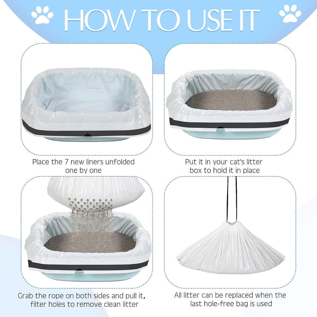 Jutom 28 Count Sifting Litter Box Liners, Cat Box Liners with Holes