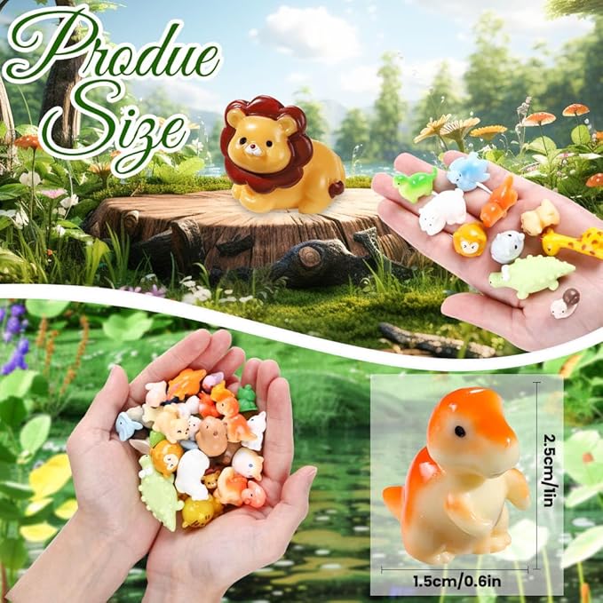 DIYDEC 40pcs Mini Resin Animal 40 Styles Tiny Resin Animals Miniature Little - Image 2