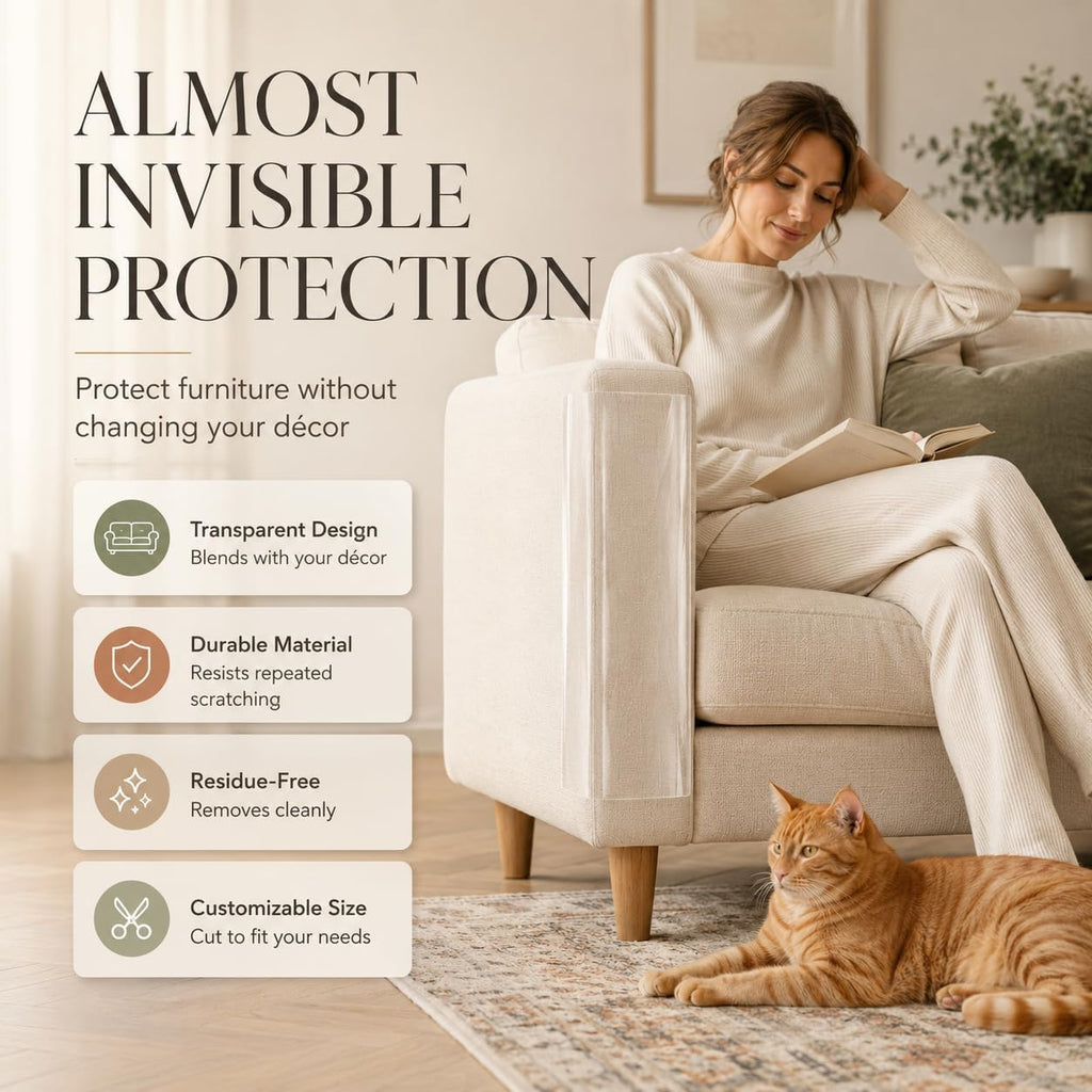 Cat Scratch Furniture Protector, 12 x 197 Inch Clear Couch and Door Guard
