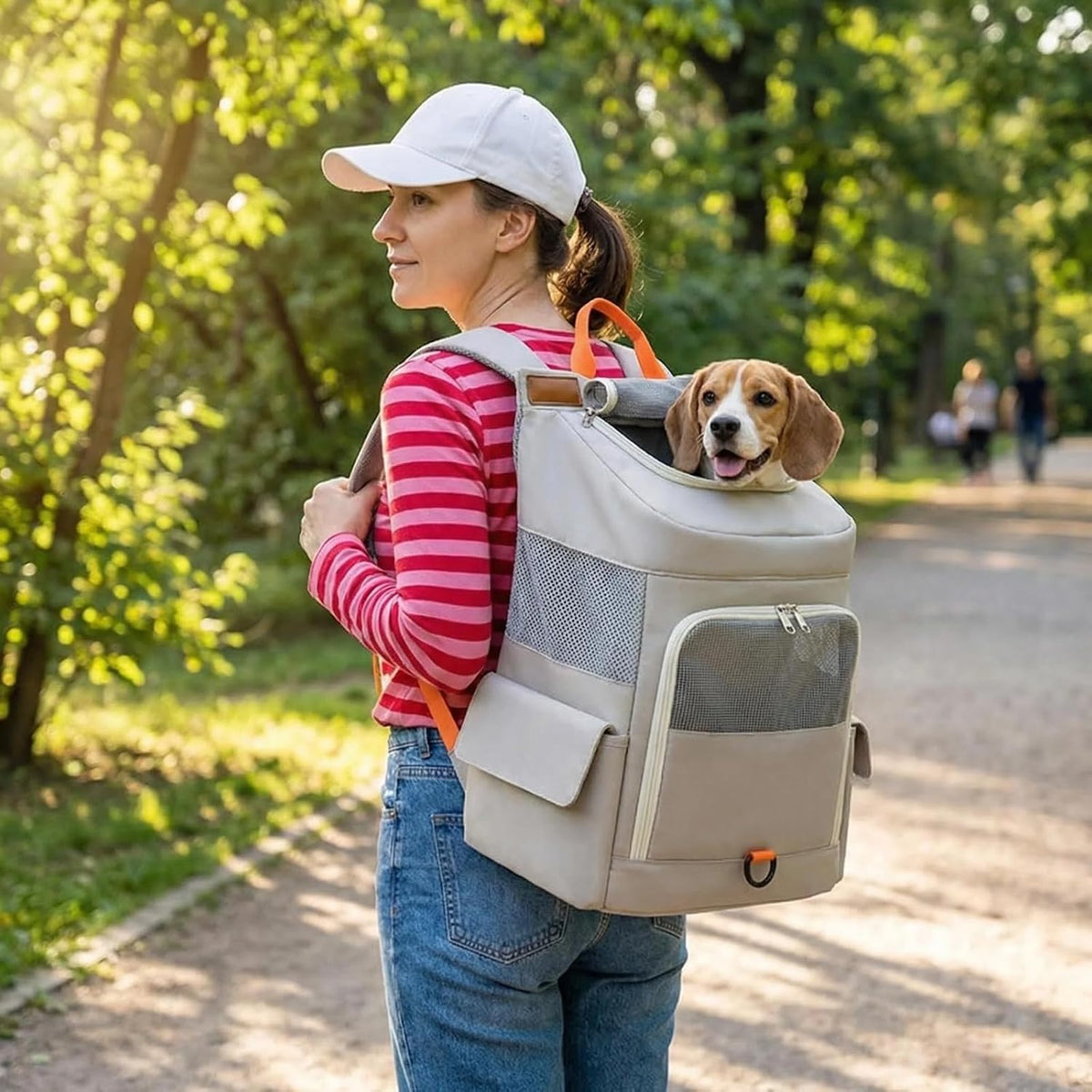 Small Dog Cat Backpack Carrier, Soft Large Space Cat Bubble Backpack, Breathable Cat Carrier, Shaded Dog Backpack Carrier for Travel (White Backpack)