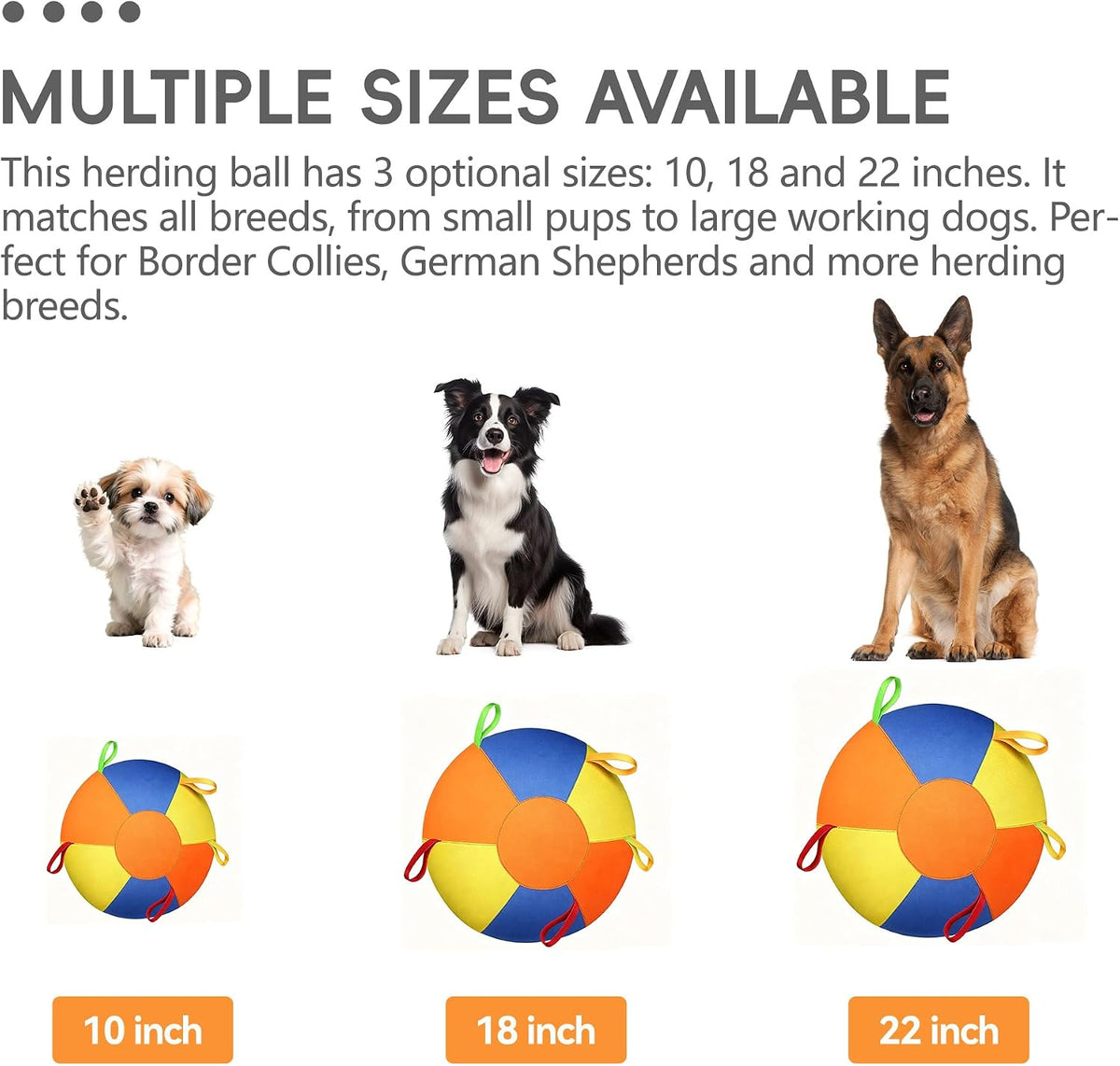 Dog Herding Ball with Straps, Waterproof Chase & Tug Toy for Collie [M]