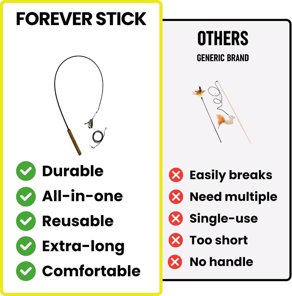 Forever Stick Unbreakable Cat Wand Toy, Durable Feather Teaser