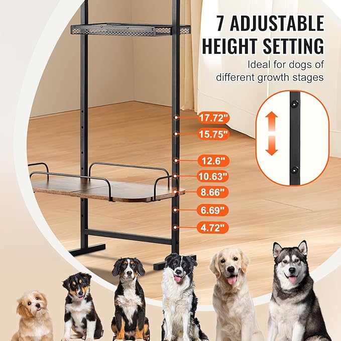 VEVOR Elevated Dog Bowls with 7 Adjustable Height, Dog Feeding Station with - Image 3