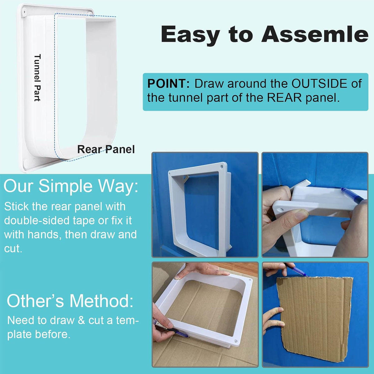 Lessmon Cat Door, M, 4-Way Lock, Outer Size 7.48x7.87x2.16in