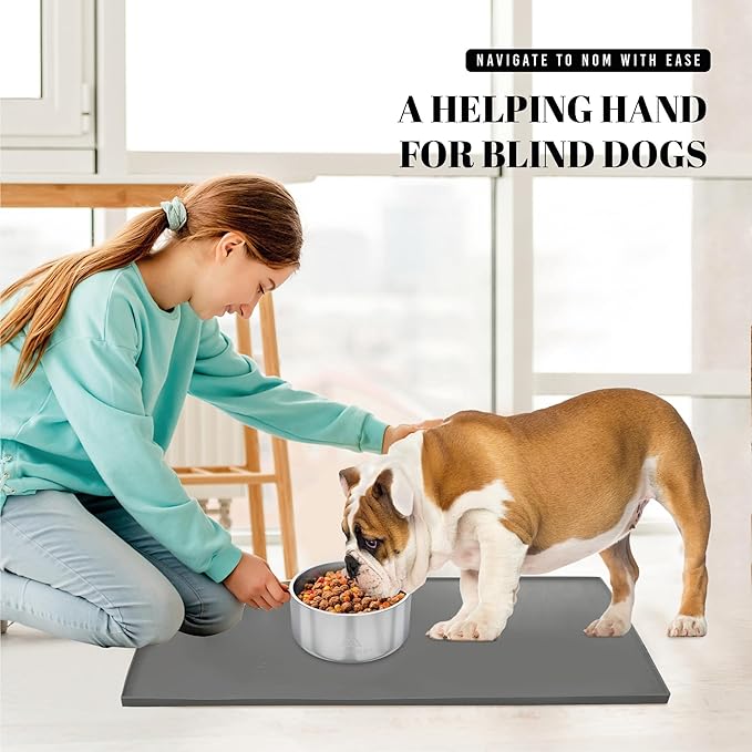AVERYDAY 100% Waterproof Thicker Silicone Dog Food Mat, 0.63'' Raised Edge Bowl - Image 7