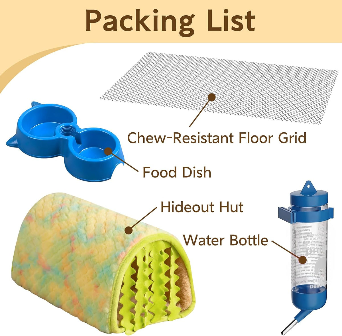 Small Animal Cage Indoor, Hamster Cage with Water Bottle & Food Bowl & Washable Small Nest, Guinea Pig Cage for Ferret, Chinchilla, Bunny, Kitten, Hedgehog, Squirrel, Rat, Rabbit