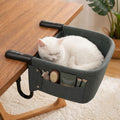 Extra-Sturdy Clamp-On Cat Desk Bed Attachment for Large Cats 50LBS,Desk Mount Cat Perch Hammock with Dual-Sided Detachable Mat&Side Storage Pockets,Tool-Free Easy Install for Gaming/Office(Sage Green)
