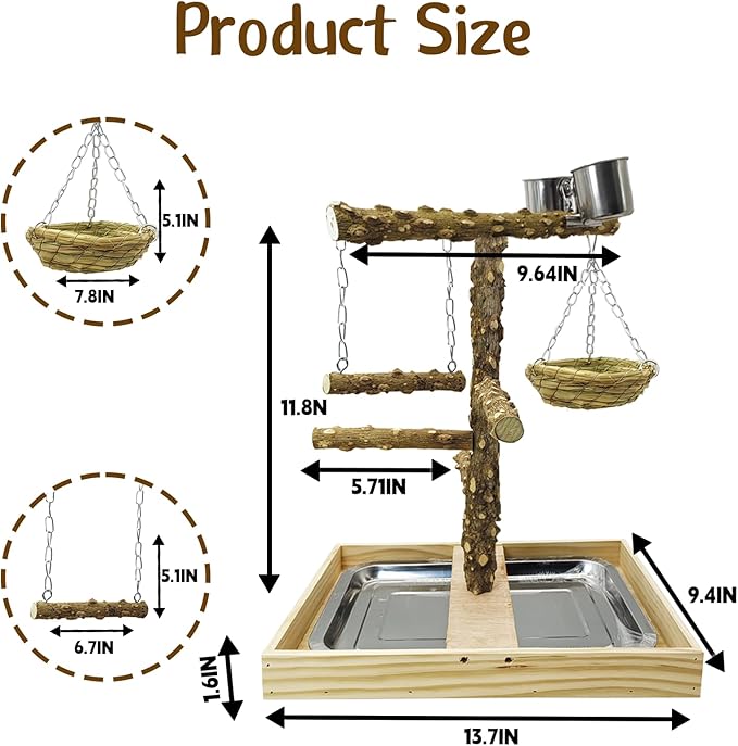 Tfwadmx Bird Perch Natural Wood Stand Toy Parrot Play Stand Platform and - Image 3