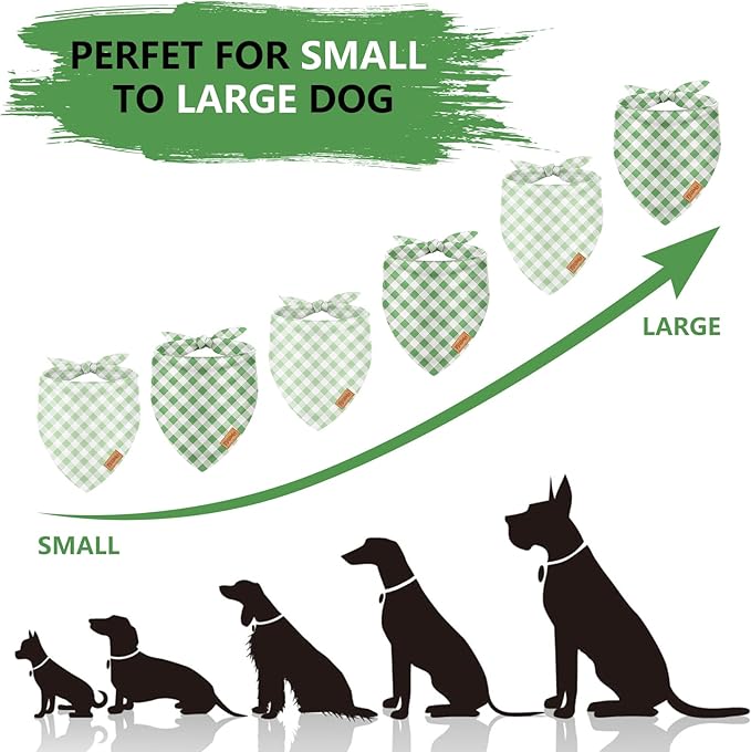 2Pcs Dog Bandanas Sage Green Plaid Triangle Pet Scarf Adjustable Puppy - Image 3
