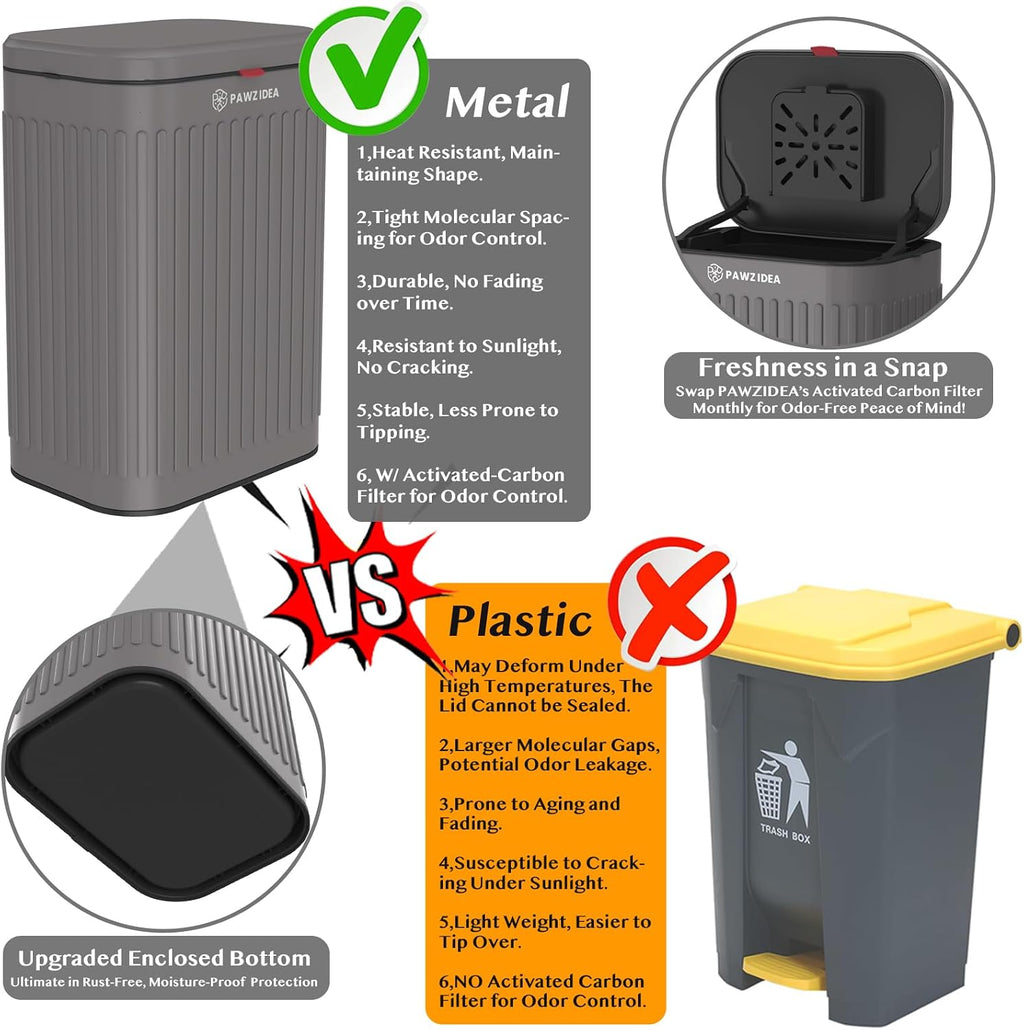PAWZIDEA Wall Mount Dog Poop Trash Can Outside Odor Control, 2.1 gal. Small