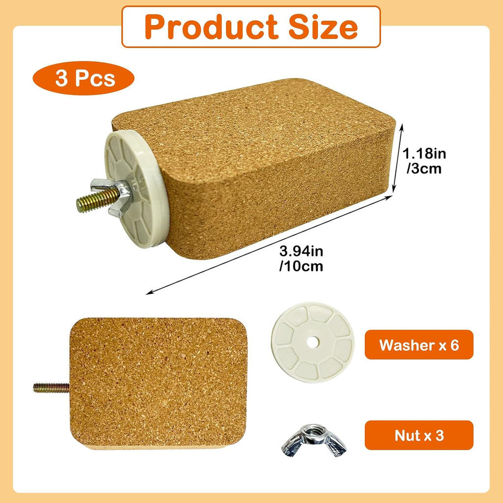 3 Pack Bird Perch Platform Cork Parrot Perch Stand