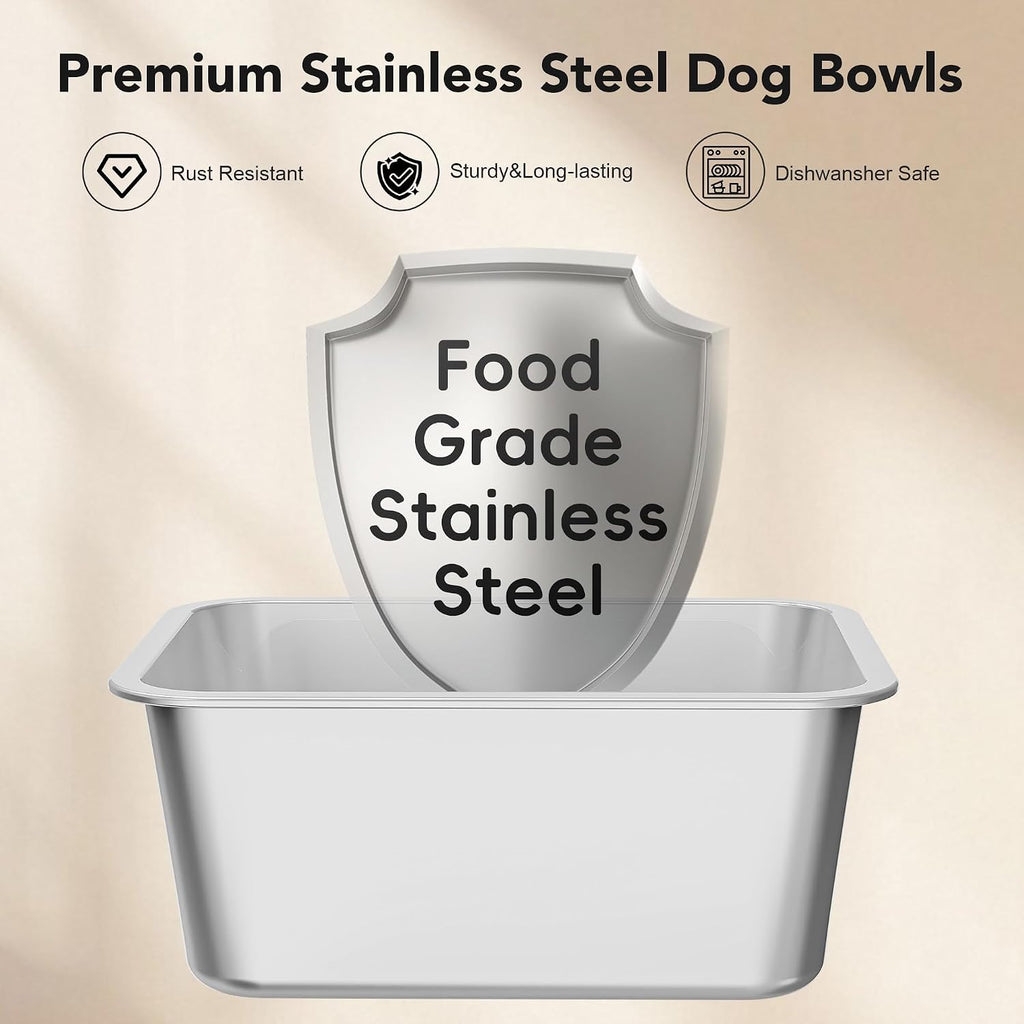 Decflow No Spill Dog Water Bowl,10L Stainless Steel Anti-Splash Bowls