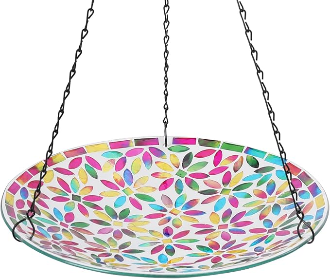 VCUTEKA Hanging Bird Bath, Glass Mosaic Bird Baths by VCUTEKA