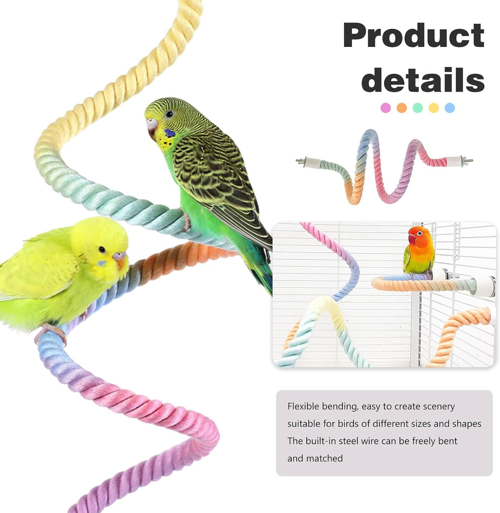 3pcs Bird Cage Climbing Rope Toys, Gradient Colorful Bird Rope Perch Stand, Bendable Cage Climbing Rope, Bird Cage Accessories, Suitable for All Birds (31.4''+31.4''+15.7'')