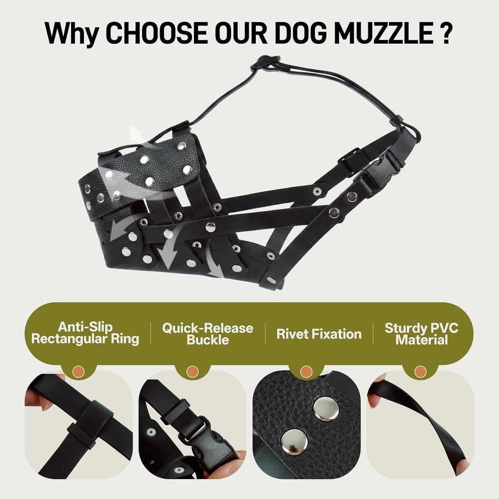 Pezluxe Pitbull Muzzle for Large Medium Dogs, Soft Breathable Dog Muzzle