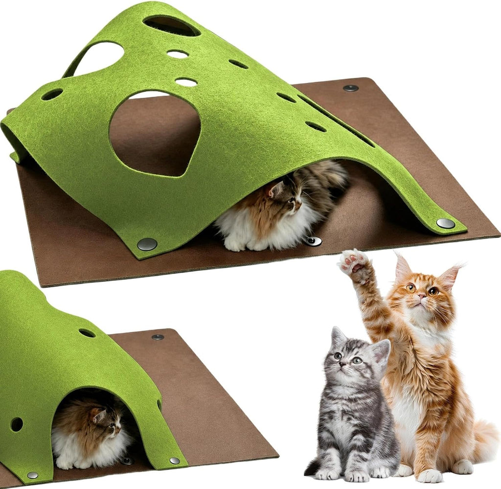 Interactive Felt Cat Tunnel Toy Multi-Scenario Scratch Fun for Indoor Cats