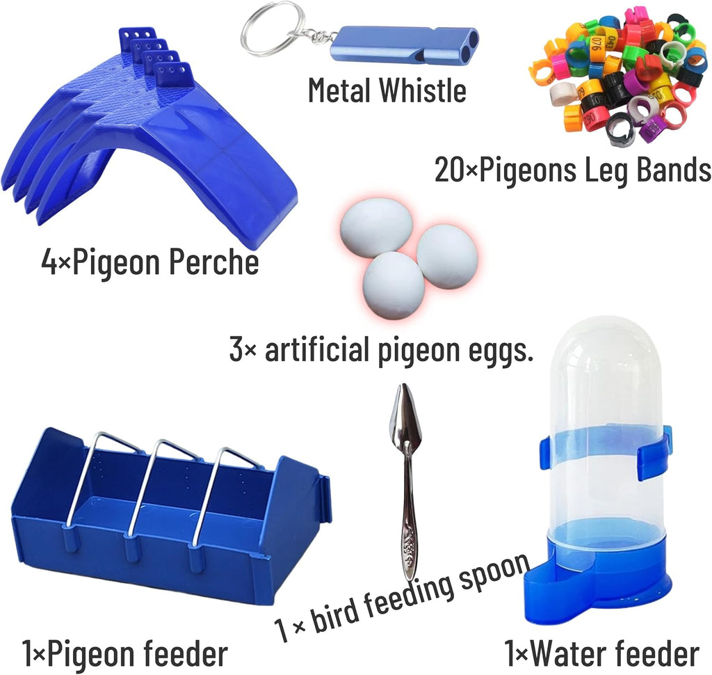 spark future Complete Pigeon Care Starter Kit Accessories Dove Rest Stand Automatic Waterer Feederb Premium Pigeon Perches Leg Bands Artificial Dummy Eggs